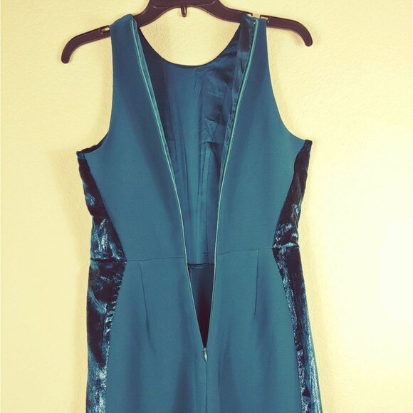 Adelyn Rae green wide leg jumpsuit velvet side stripes sleeveless size Small - Picture 7 of 11